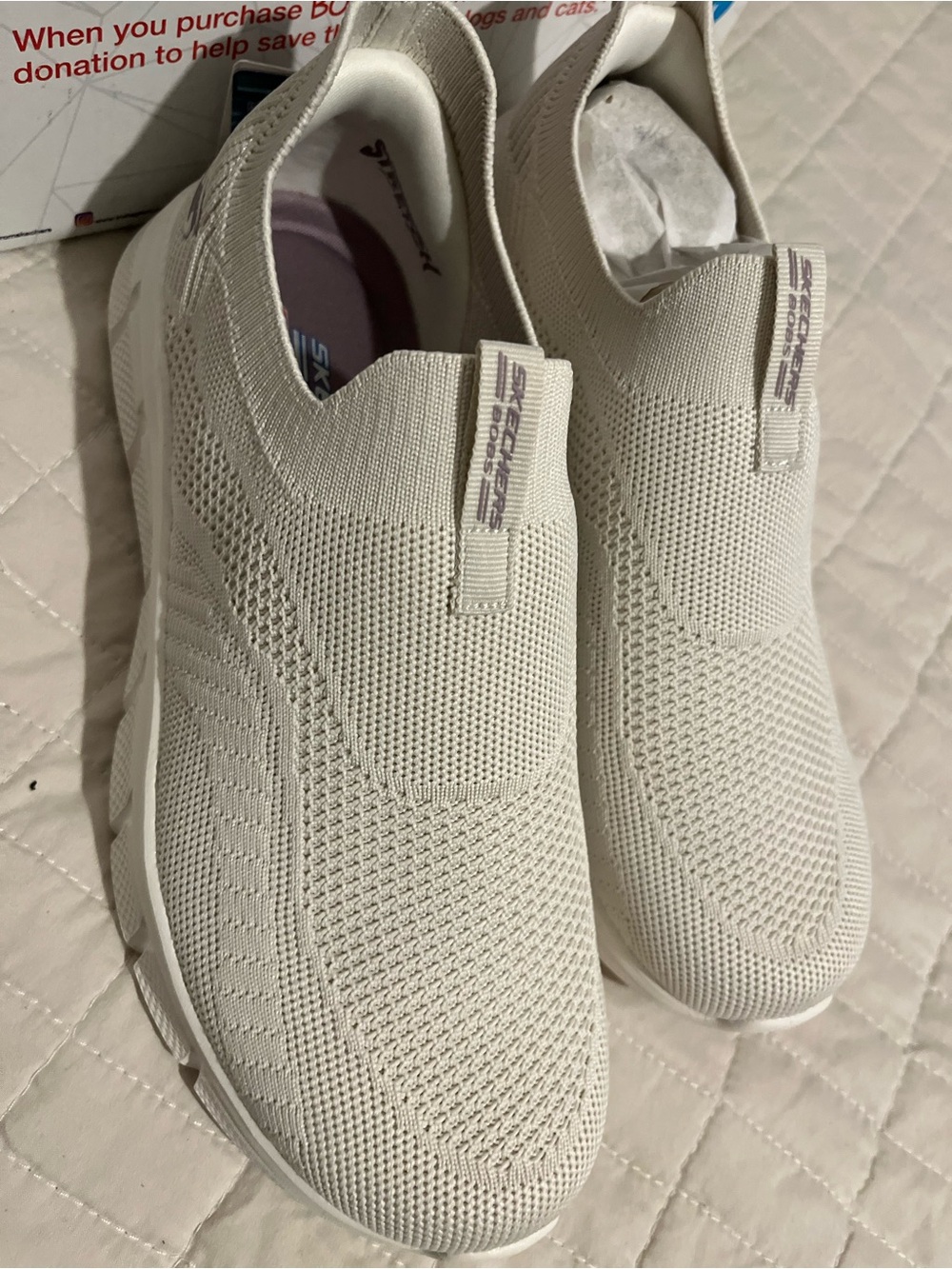 Skechers Women's Slip-On Knit Sneakers in Off-White